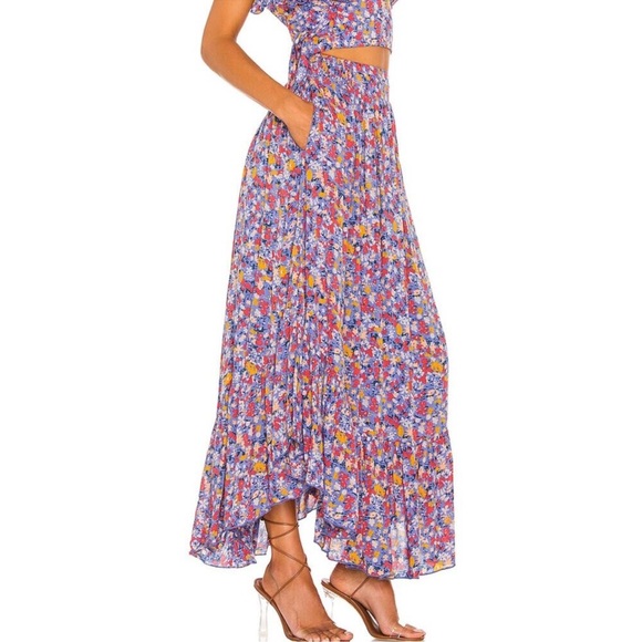 Free People Pretty Daze Maxi Skirt Floral Multicolor Pockets Flowy Boho Size S - Picture 11 of 12